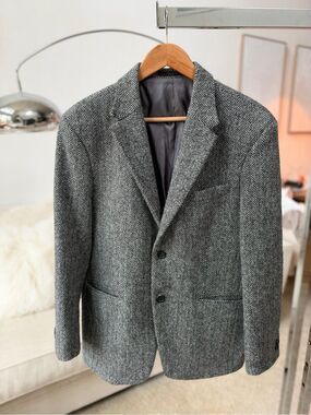 StudioSuits Harris Tweed 100% Wool Herringbone Blazer Women's Gray 12 (L)